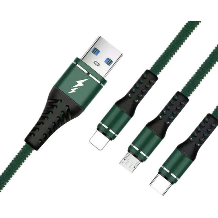 Đảm bảo chất lượng Vải 66W sạc siêu nhanh một lần kéo ba Dòng sạc 6A tương thích hoàn toàn với dòng sạc flash ba trong một Pingguo Android typec