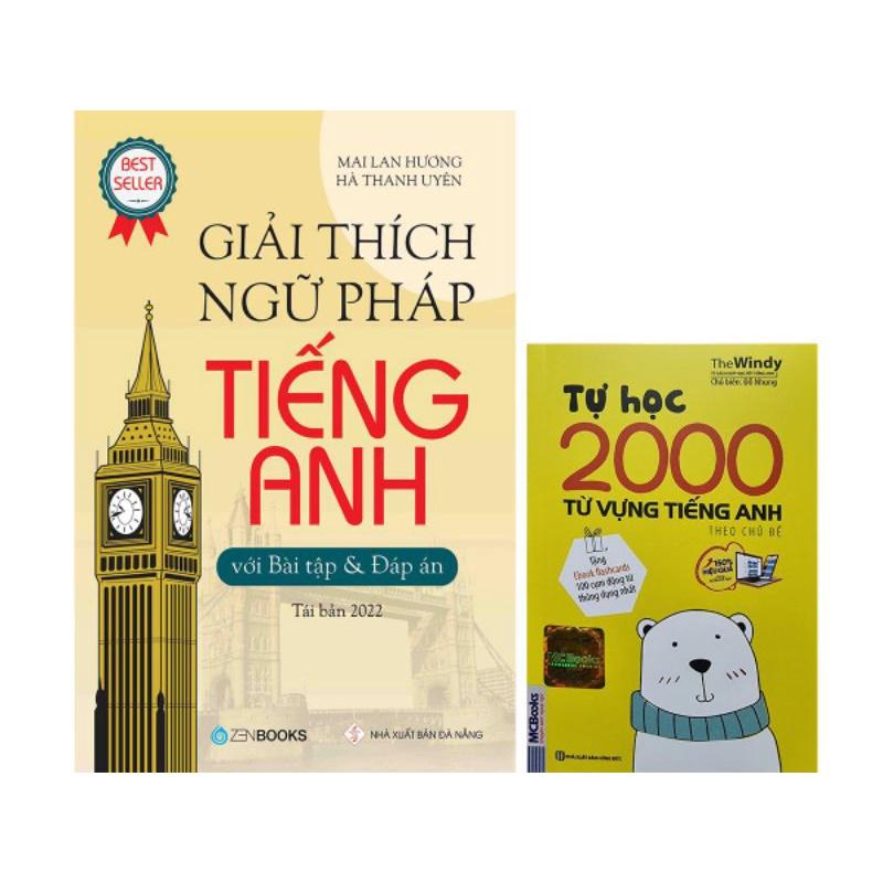 Sách - Combo 2 Cuốn: Giải Thích Ngữ Pháp Tiếng Anh + Tự Học 2000 Từ Vựng Tiếng Anh Theo Chủ Đề