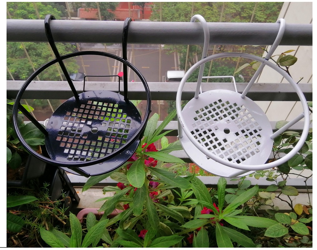 Combo 2 GIỎ SẮT Treo Chậu Hoa Ban Công Hình Tròn - Màu Đen