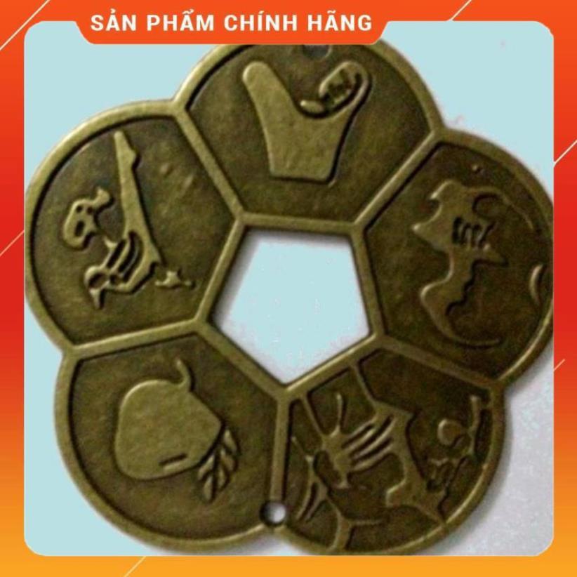 Đồng xu hoa mai 5 cánh- phụ kiện phong thủy, cầu tài lộc- brown 206570