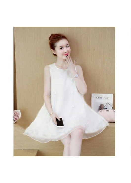 Đầm voan bà bầu đính hoa nữ tính -DB02