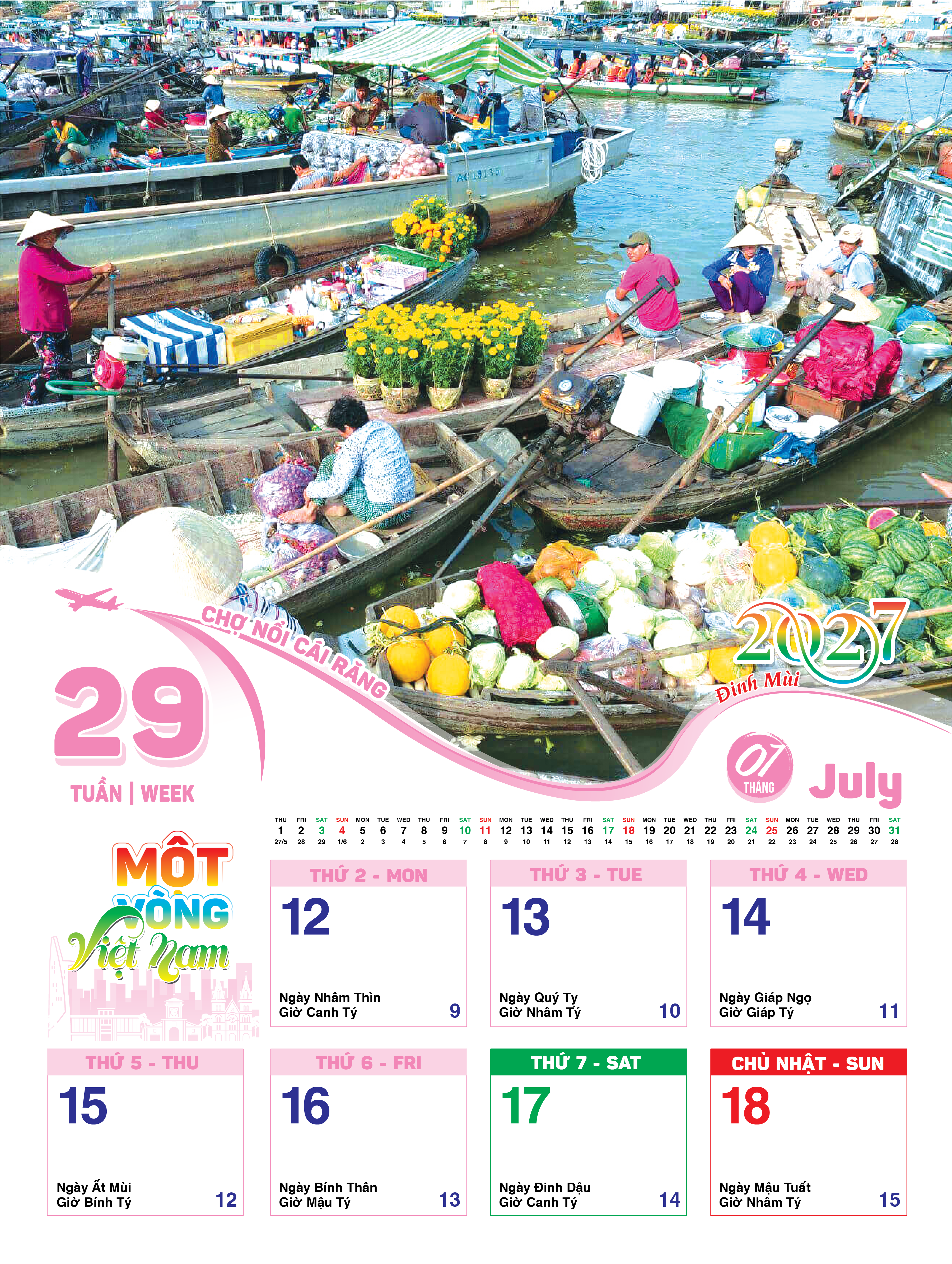 Lịch Tết 2027 - Lịch Treo Tường 52 Tuần (Mỗi Tuần Xé 1 tờ)