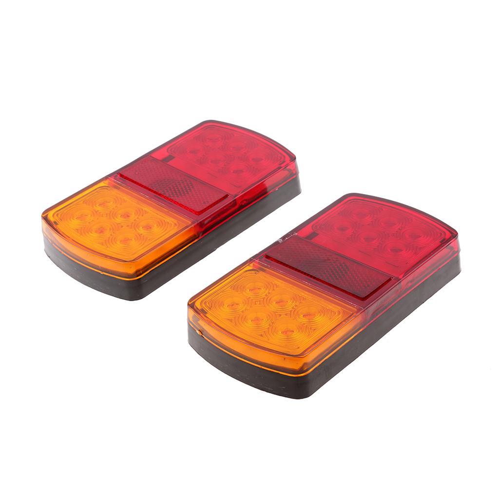 2pcs 12V 12 Led Tail Reverse Back Up Light Stop Indicator Trailer Truck