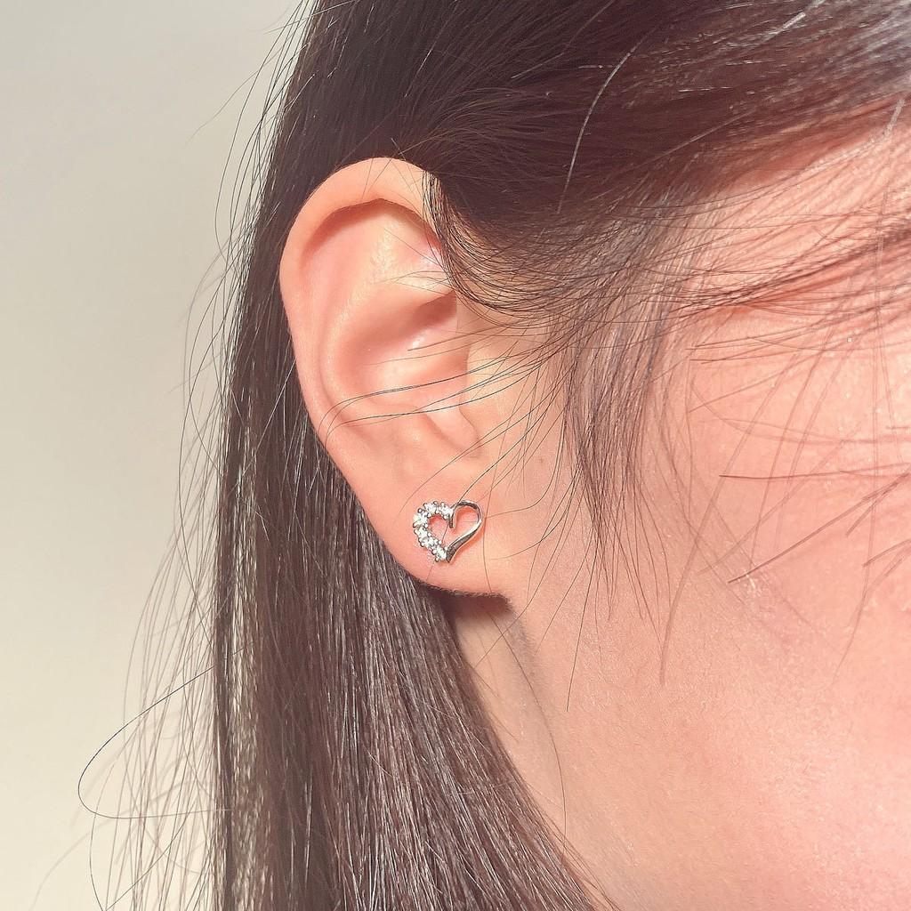 Khuyên tai bạc Ý s925 trái tim trắng G2242 - AROCH Jewelry