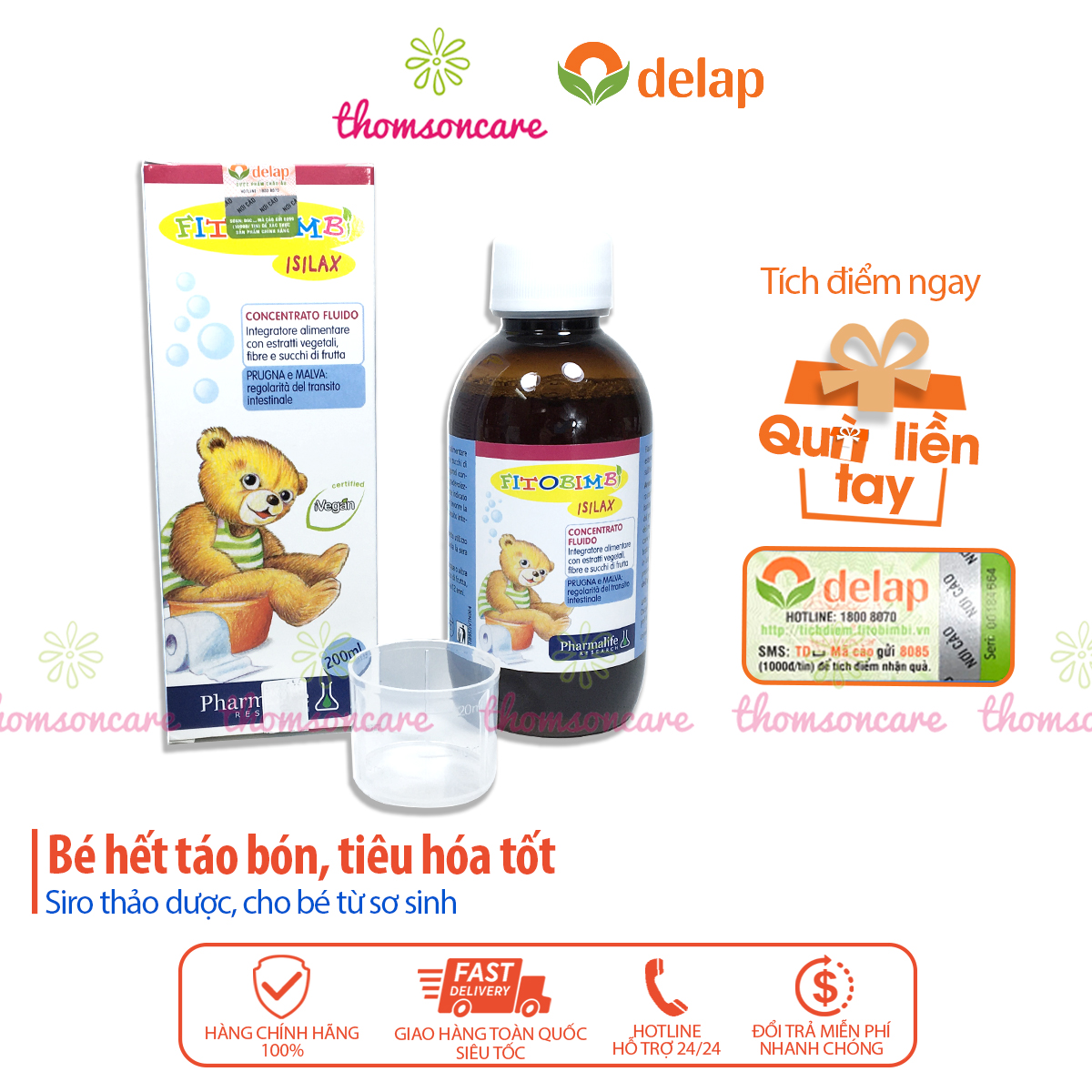 Isilax Bimbi - Hỗ trợ giảm táo bón cho bé, giúp nhuận tràng, tiêu hóa tốt - Của Fitobimbi - Nhập khẩu chính hãng từ Ý