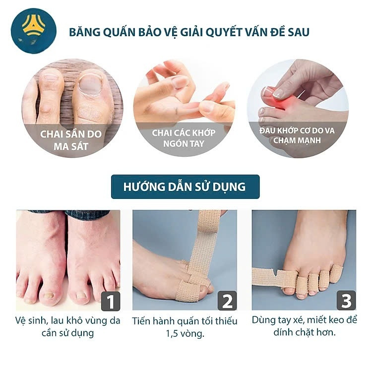 COMBO 2 CUỘN Băng vải quấn bảo vệ ngón chân giảm ma sát, chống chai sần khi mang giày