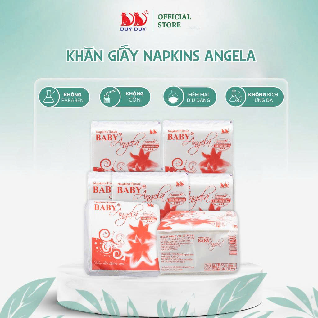 Giấy ăn Angela 100% bột giấy 60 tờ (31x31cm) lụa mềm siêu dai