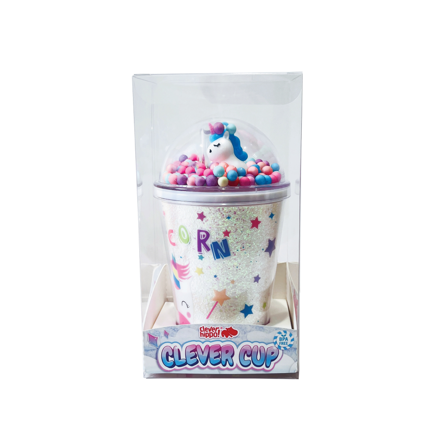 Ly Nhựa Clever Cup Rainbow Unicorn Xanh CLEVERHIPPO PCUP08/BLUE