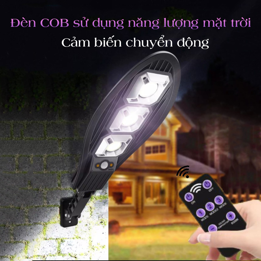 Đèn năng lượng mặt trời 3 bóng 45W - 6 bóng 100W cảm biến chuyển động - nhiều chế độ - dễ lắp đặt - K1129