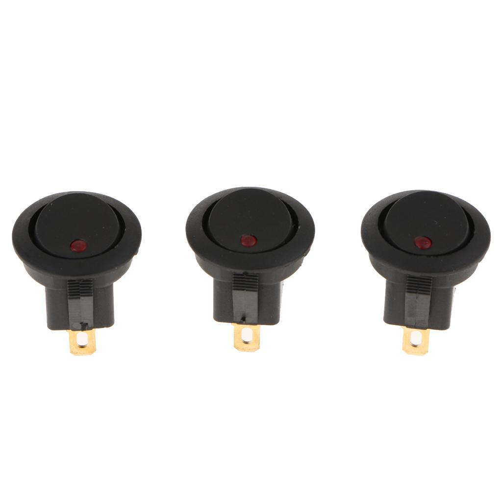 10Pcs 12V 16A On/off Toggle Switch 3PIN Dot Led light Car Truck Boat Round Rocker SPST Switch Mini Press Buttion-2 Color