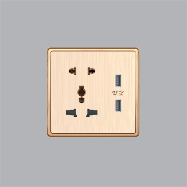 MẶT Ổ CẮM ĐA NĂNG + Ổ CẮM ĐƠN 2 CHẤU + 2 USB VUÔNG S70 MPE