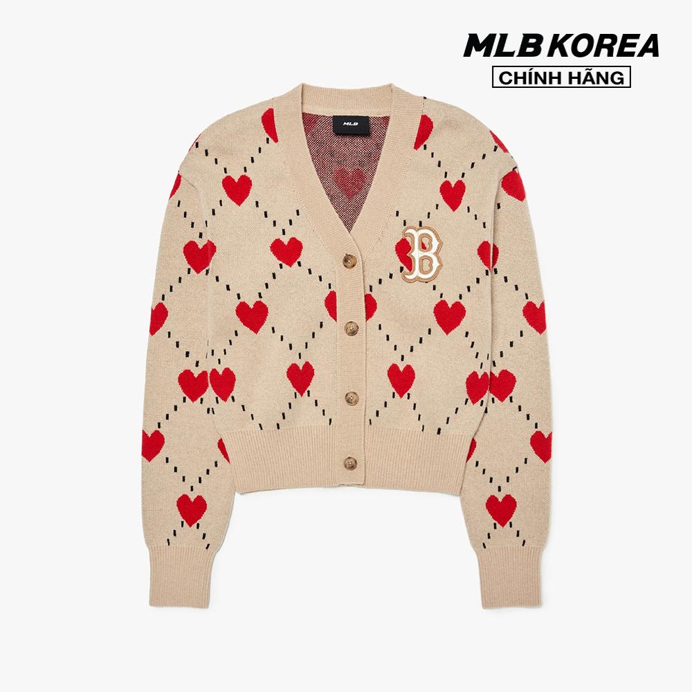 MLB - Áo khoác cardigan nữ cổ V Heart All Over Crop 3FKCH0124