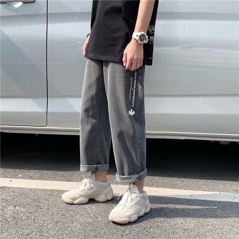 Quần Jeans Ống Đứng Thêu Hoa Thời Trang Cho Nam