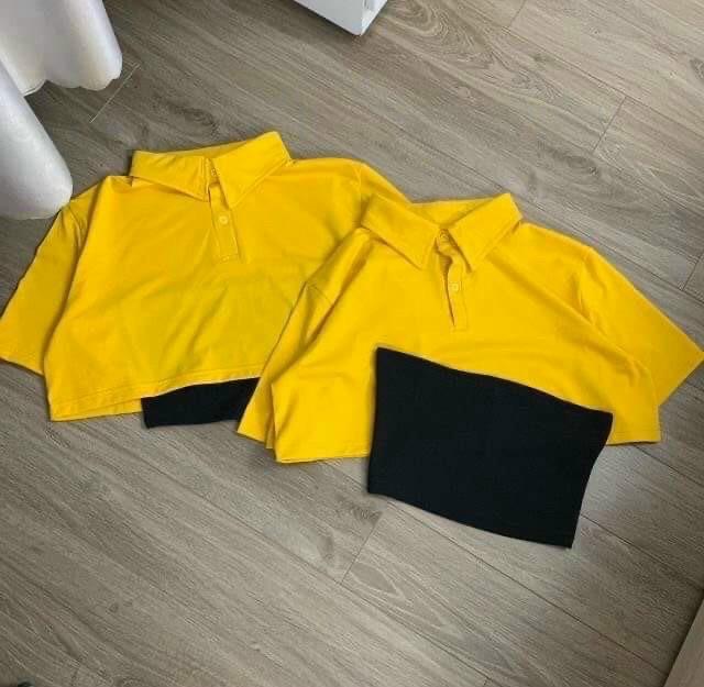 Set áo polo croptop kèm áo ống siêu xinh