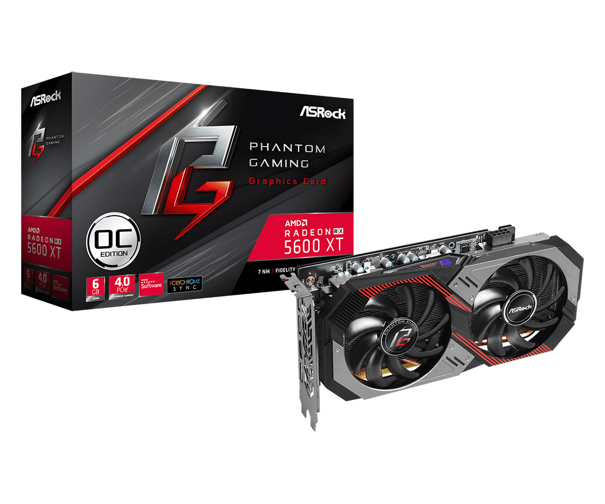 Card đồ họa VGA ASRock Radeon RX 5600 XT Phantom Gaming D2 6G OC / 192-bit GDDR6 - Hàng Chính Hãng