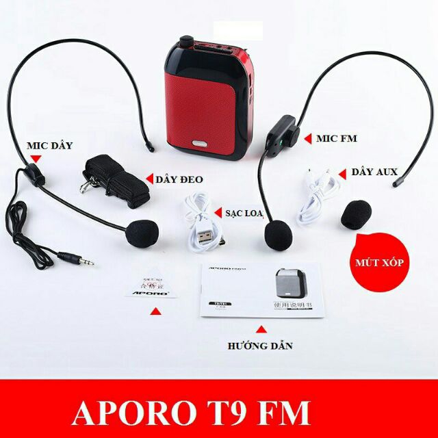 máy trợ giảng không dây Aporo T9 1 FM ( tặng túi đựng máy thời trang )