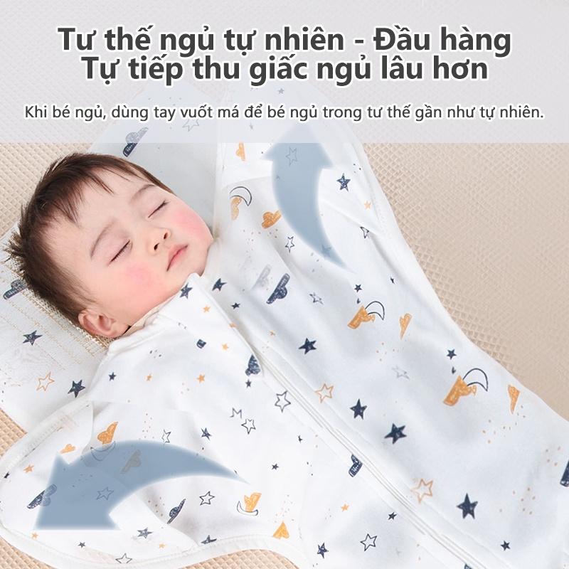 [Einmilk.ân ninh]Túi ngủ cho bé 100% cotton có khóa dây kéo 2 chiều, tiện mở túi ra QSB