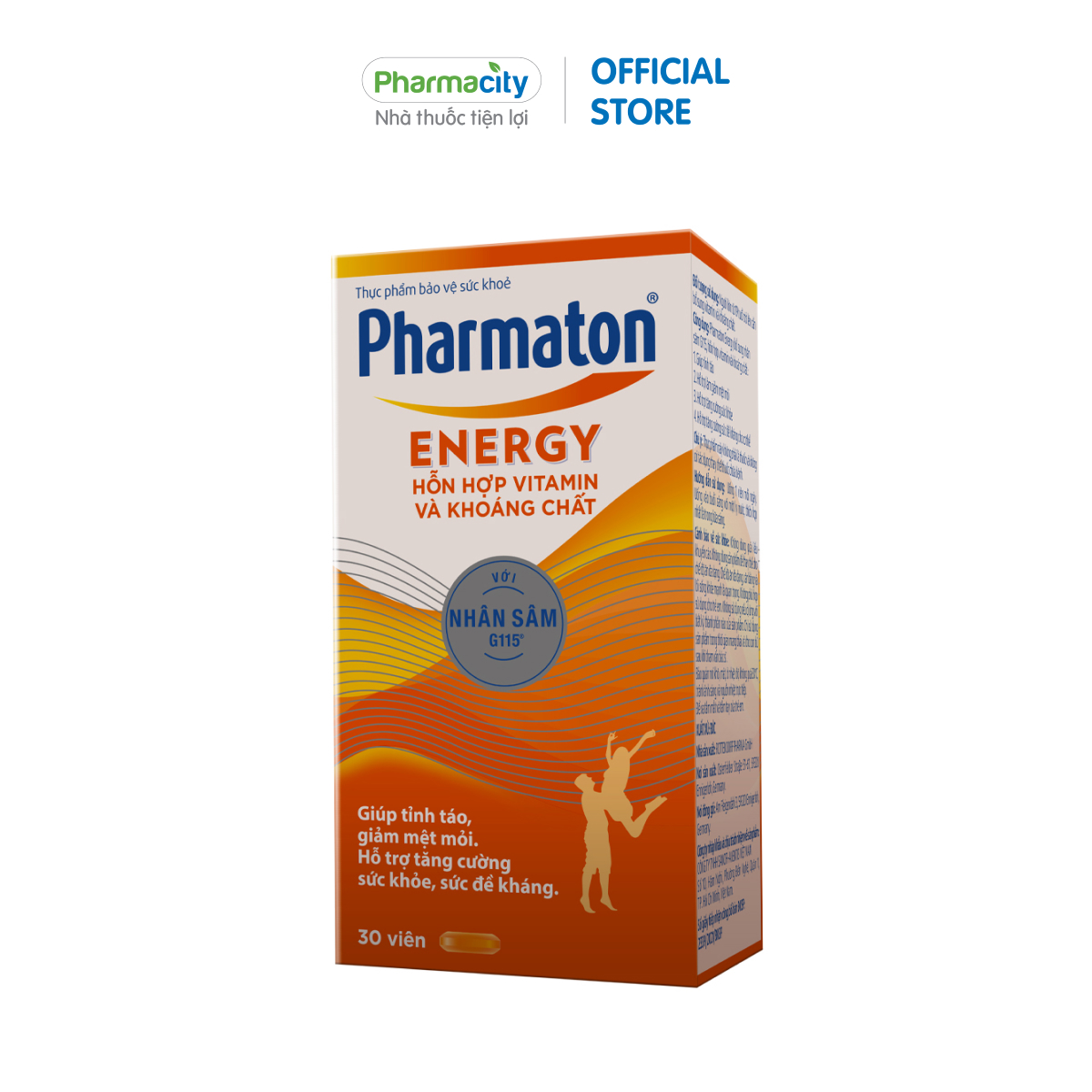 Viên uống Pharmaton Energy bổ sung nhân sâm G115, vitamin tổng hợp và khoáng chất (Hộp 30 viên)