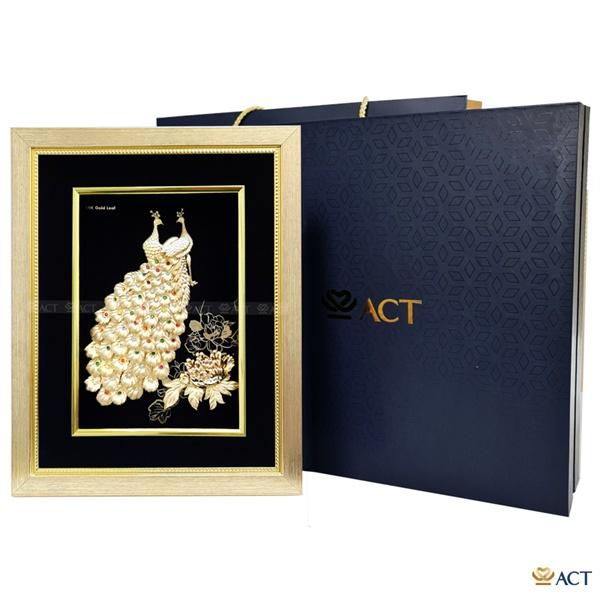 Tranh đôi công và hoa mẫu đơn 27x34 nền đen