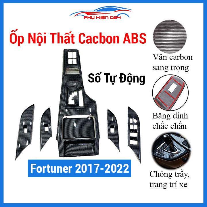 Ốp nội thất Fortuner 2017-2018-2019-2020-2021-2022 số tự động vân Cacbon ABS bảo vệ chống trầy xước và làm đẹp xe