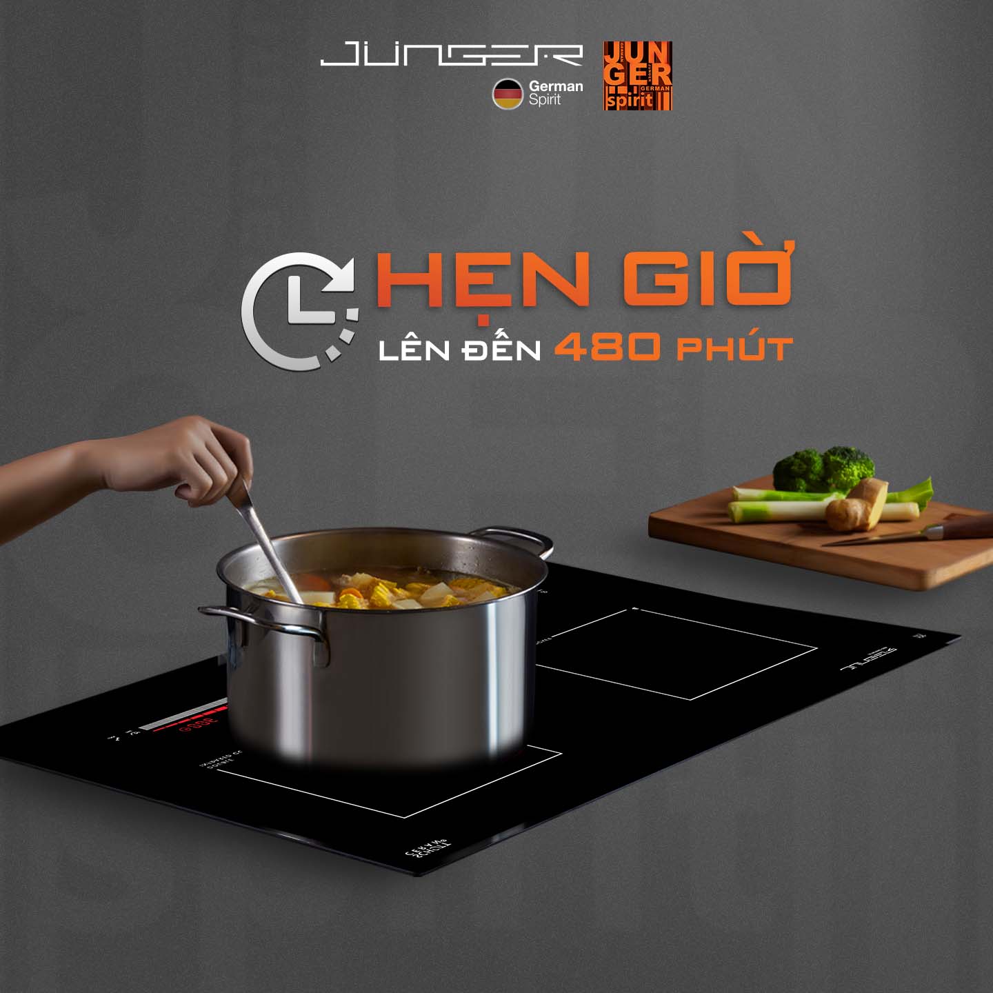 Bếp từ đôi JUNGER NKD-C22 4000W Tích hợp khóa phím an toàn Hàng Chính Hãng Bảo Hành 36 Tháng