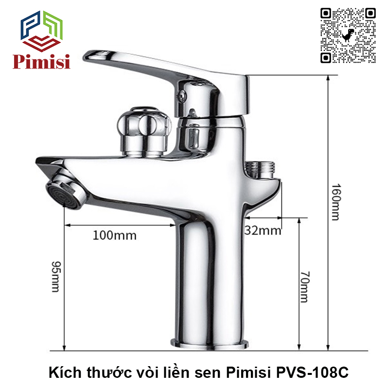 Vòi Chậu Liền Sen Pimisi Nóng Lạnh Cho Chậu Rửa Mặt Lavabo 1 Lỗ Làm Bằng Đồng Thau Mạ Xi Sáng Bóng Dùng Trong Phòng Tắm Nhỏ - Điều Chỉnh Nước Bằng Gật Gù Đầy Đủ Phụ Kiện Dây Bát Sen Tắm - Ống Xả Thải Và Dây Cấp Nước | Hàng Chính Hãng