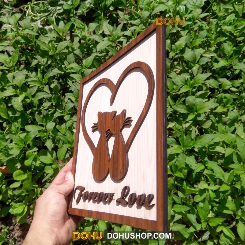 Tranh Treo Tường Bằng Gỗ Handmade DOHU005: Forever Love - Thiết Kế Đơn Giản, Độc Đáo, Sang Trọng