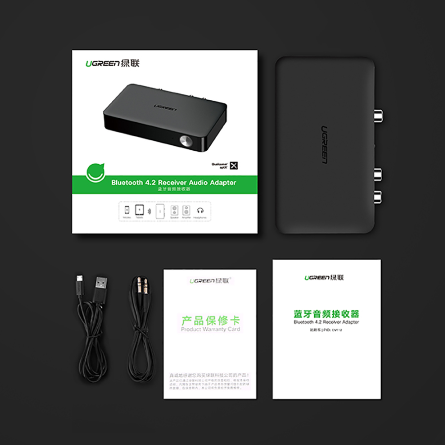 Thiết Bị Nhận Bluetooth Music Receiver 4.2 Hỗ Trợ Aptx Ugreen 40856 - Hàng Chính Hãng