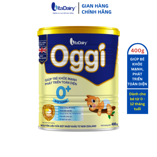 Sữa bột Oggi 0+ 400g giúp bé khỏe mạnh, phát triển toàn diện - VitaDairy