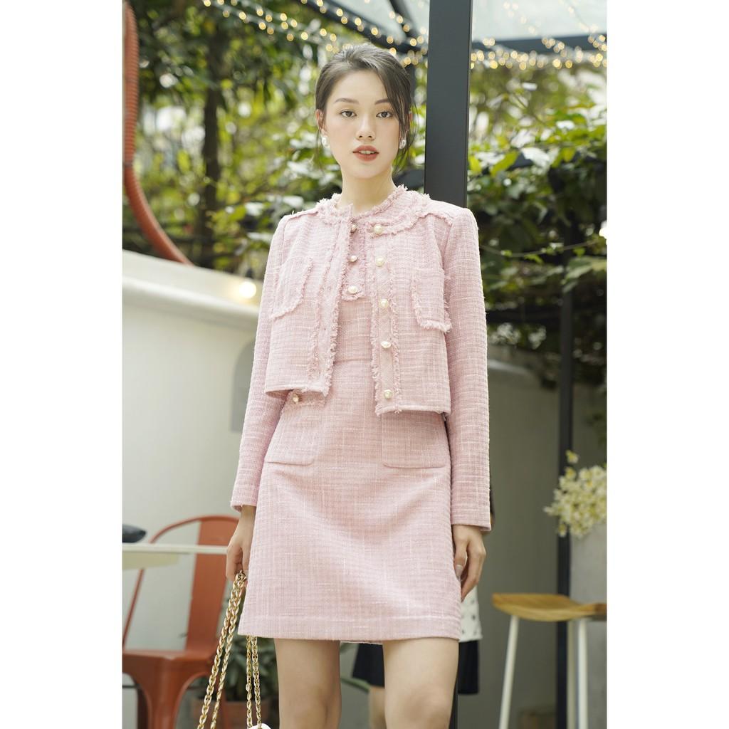 Đầm váy Tweed sát nách dáng A có nẹp xinh xắn D4820023