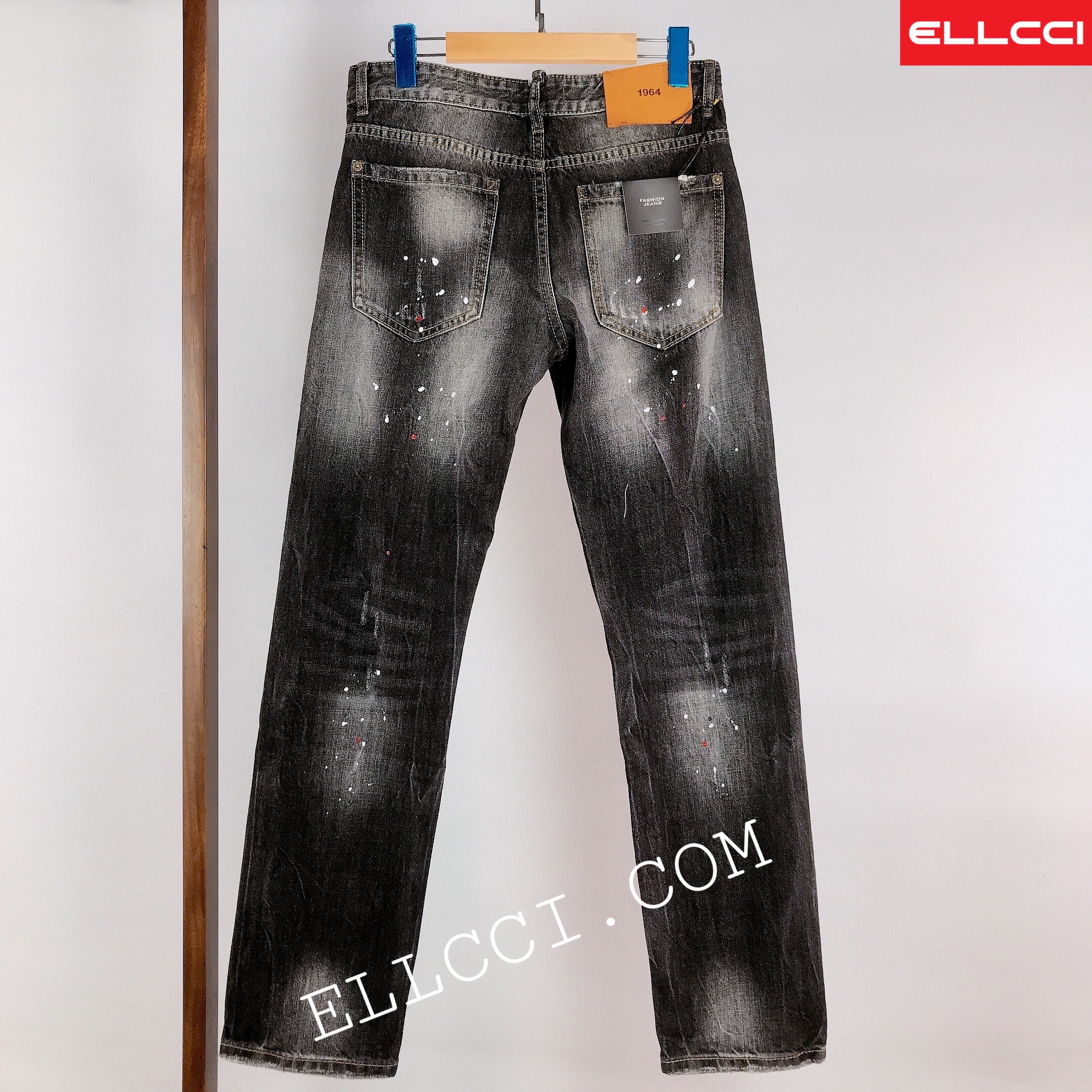 Quần Bò Ống Suông Nam Màu Đen DSQ cực đỉnh, chất Denim cao cấp siêu đẹp, vẩy sơn wash công nghệ cao tại ELLCCI Thiên Đường Quần Jean Nam Đẹp - Số 1 quần xuông nam!