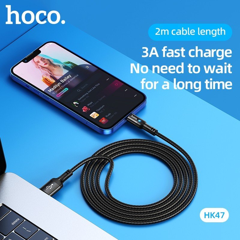 Cáp Sạc Nhanh Dành cho Hoco. HK47 3A Cho IP Dây Dài 2M Hàng Chính Hãng