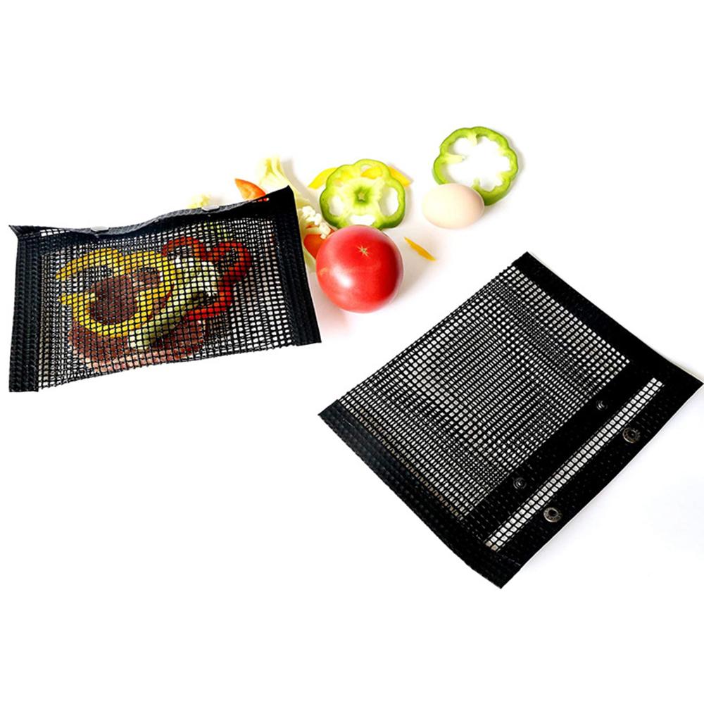 Set 2 Túi Lưới Nướng Bbq Không Dính Có Thể Tái Sử Dụng Kèm 2 Cọ Quét Bbq Tiện Dụng Phù Hợp Cắm Trại Dã Ngoại