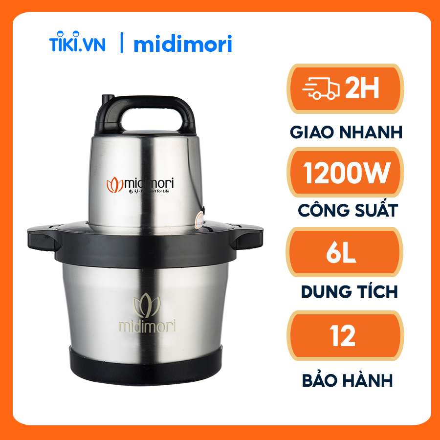 Máy Xay Thịt Inox Làm Giò Chả, Xay Cua, Xay Cá Midimori MDMR-1200 (1200W) – Hàng chính hãng