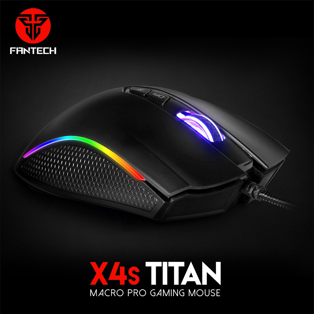 Chuột Chơi Game Có Dây Fantech TITAN X4S 4800DPI LED RGB CHROMA 7 Phím Có Phần Mềm Tùy Chỉnh - Hàng chính hãng