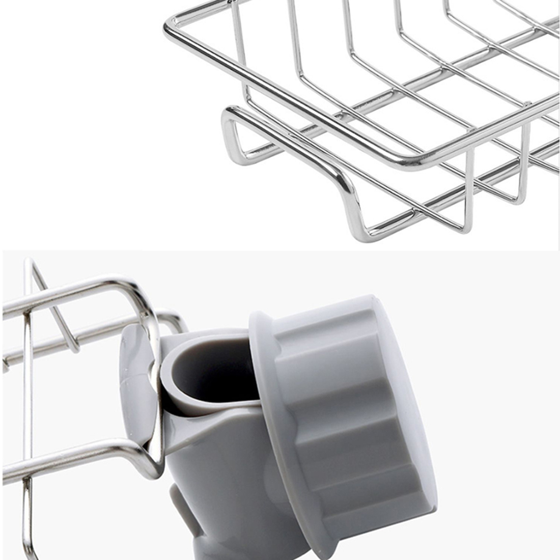 Giỏ đựng giẻ rửa bát, xà bông, cọ xoong đa năng chất liệu Inox sáng bóng không han gỉ - Tặng 1 đôi gang tay cao su tự nhiên Nhật Bản loại xịn