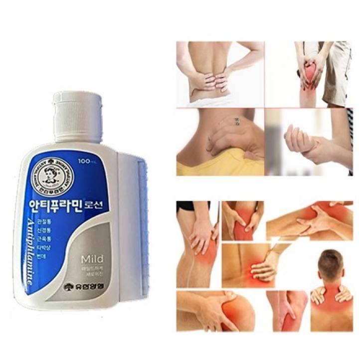 Dầu nóng Xoa Bóp Massage Hàn Quốc Antiphlamine Mild màu xanh 100ml - Đau nhứt massage cơ thể, giúp da mềm mại