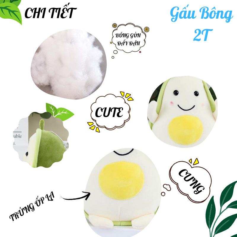 Gấu Bông Gối Ôm Bơ Trắng 2T Vải Nhung Co Giãn 20cm