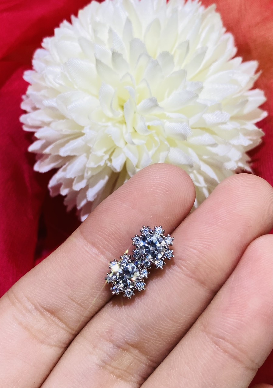 Bộ trang sức Bạc 925 xi Kim viên chủ Kim Cương nhân tạo Moissanite hạt 1.0 carat (6.5mm) -  S10.9.7.6