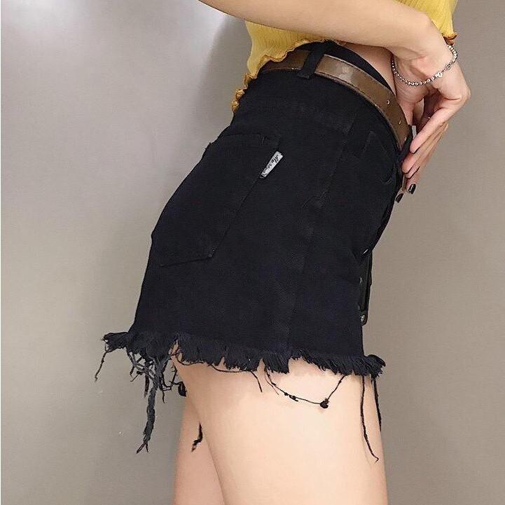 Quần Short jean nữ cạp cao Tua lai Nhiều Size Cho Nữ dễ phối đồ Cá Tính