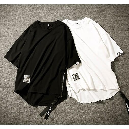 Áo thun tay lỡ - áo thun zipper cotton lai bầu kiểu basic