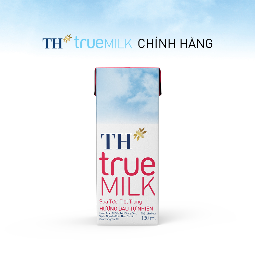 Thùng 48 hộp sữa tươi tiệt trùng hương dâu TH True Milk 180ml (180ml x 48)