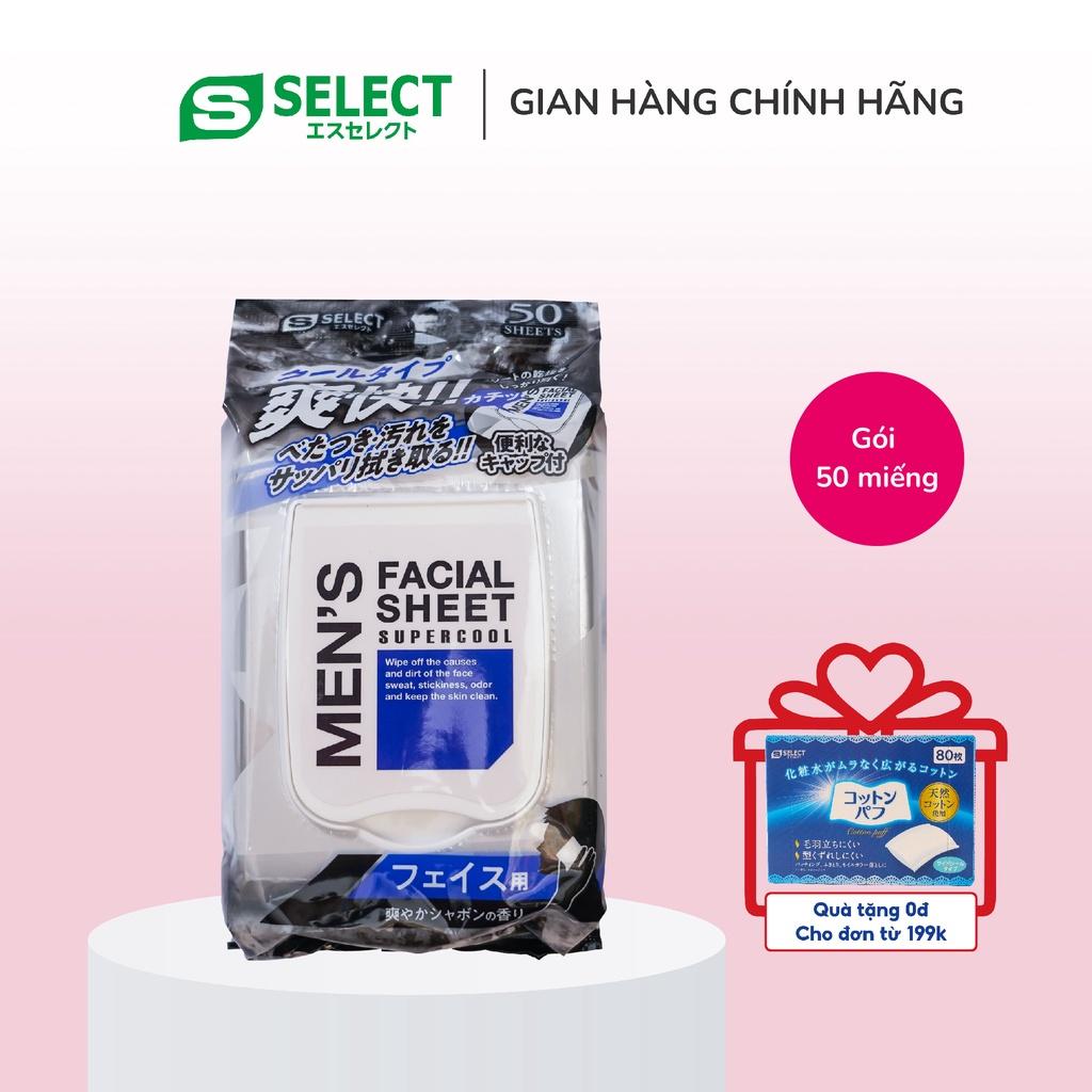 Khăn Ướt Lau Mặt Siêu Mát Lạnh Cho Nam S Select Nhật Bản (50 Miếng/Gói)