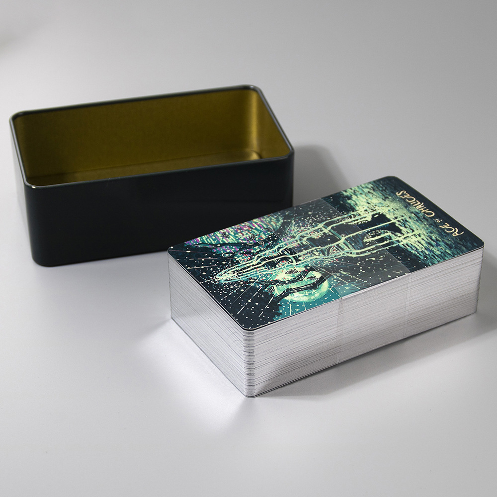 [Mạ Cạnh] Bộ Bài Prisma Vision Tarot Hộp Thiếc Mạ Cạnh Bạc 78 Lá Đá Thanh Tẩy