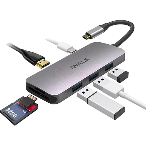 Cổng chuyển đổi iWalk 7-in-1 USB-C Hub ADH003 - Hàng chính hãng