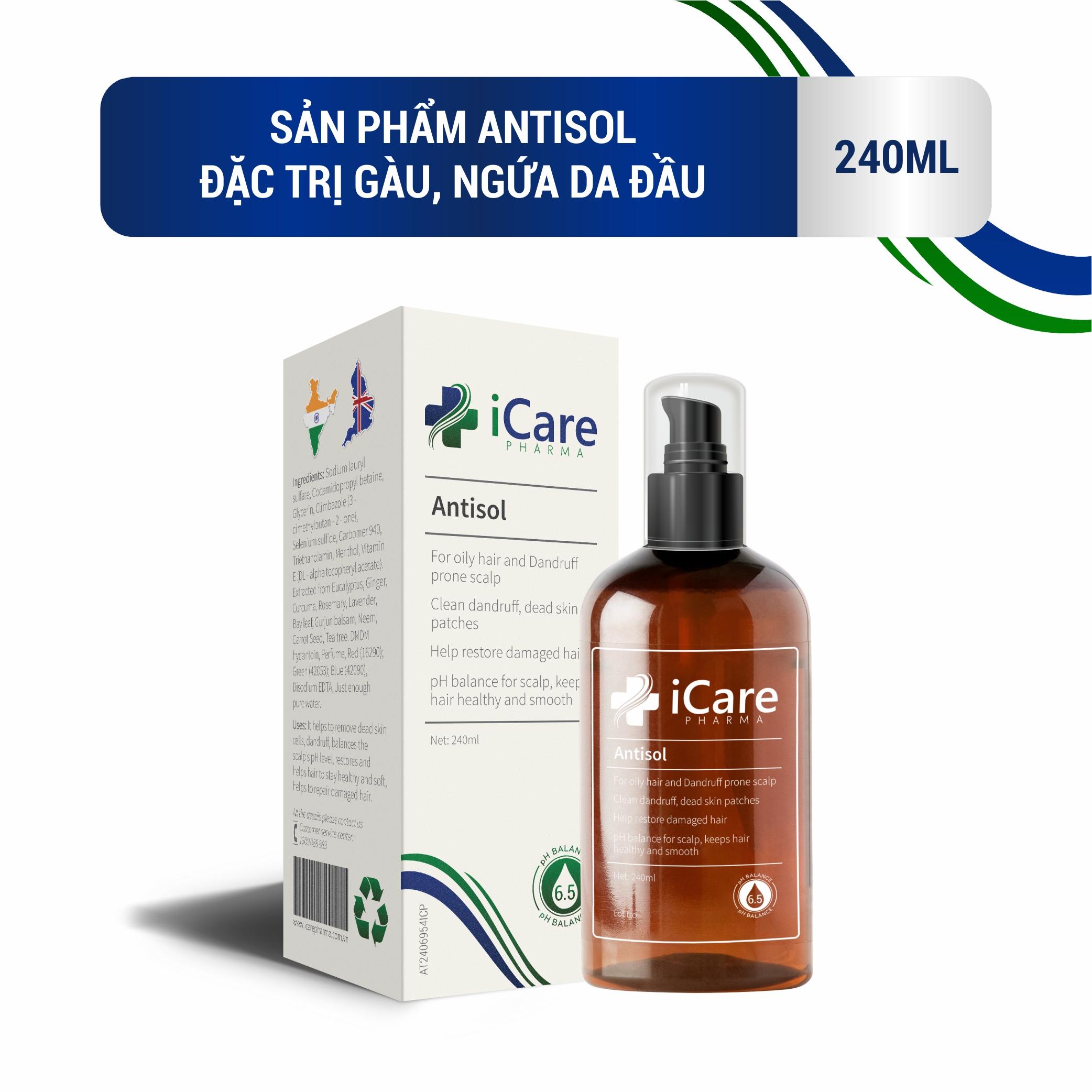 Dầu gội dược liệu Antisol - Ngăn ngừa nấm da đầu, gàu, ngứa da đầu