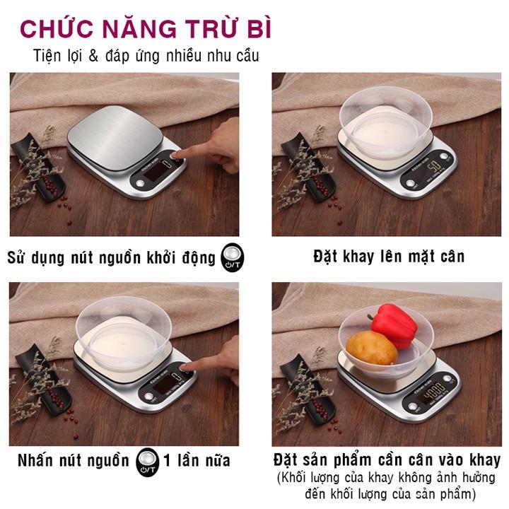 Cân tiểu ly điện tử nhà bếp mini cân định lượng thực phẩm từ 1 gam - 3kg (tặng kèm pin), làm bánh, cân gia vị