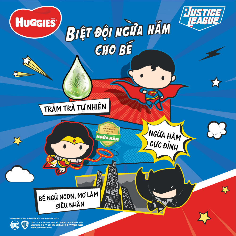 Tã Quần Huggies Dry Tràm Trà Tự Nhiên Gói Cực Đại + Tặng 8 miếng - Phiên bản Siêu Anh Hùng