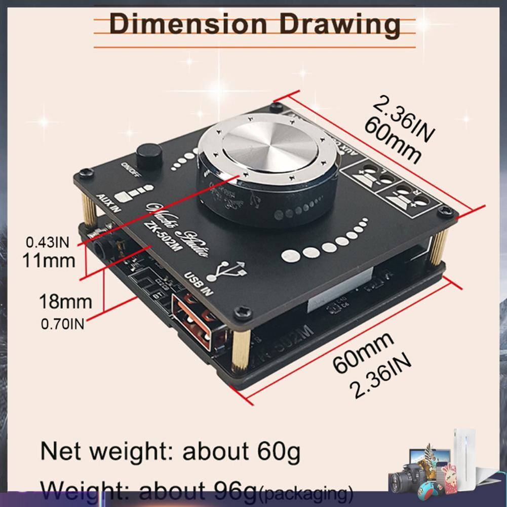 Bảng mạch khuếch đại âm thanh ZK-502M Mini Bluetooth 5.0 50WX2