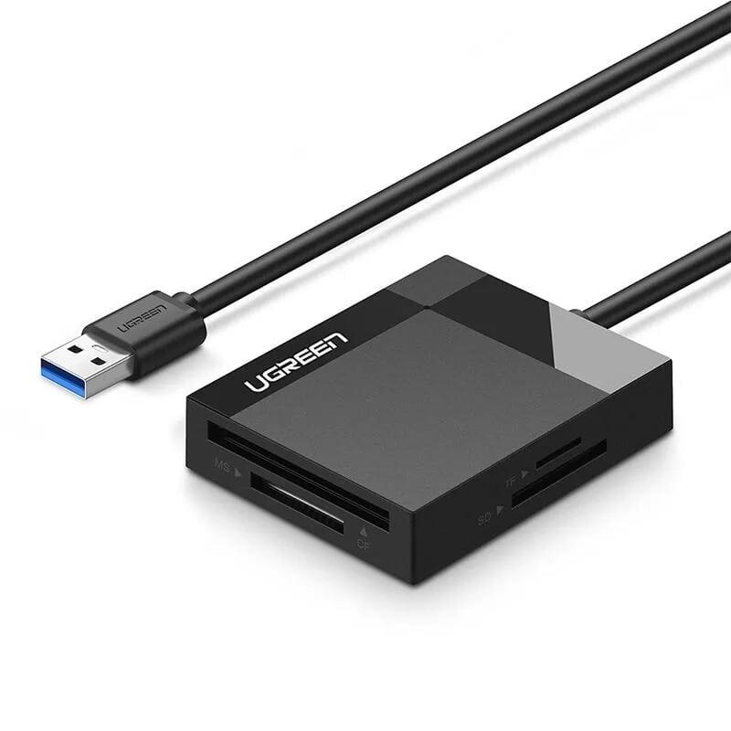 Ugreen UG30229CR125TK 0.5M Màu Đen Đầu đọc thẻ USB 3.0 hỗ trợ thẻ TF/SD/CF/MS - HÀNG CHÍNH HÃNG